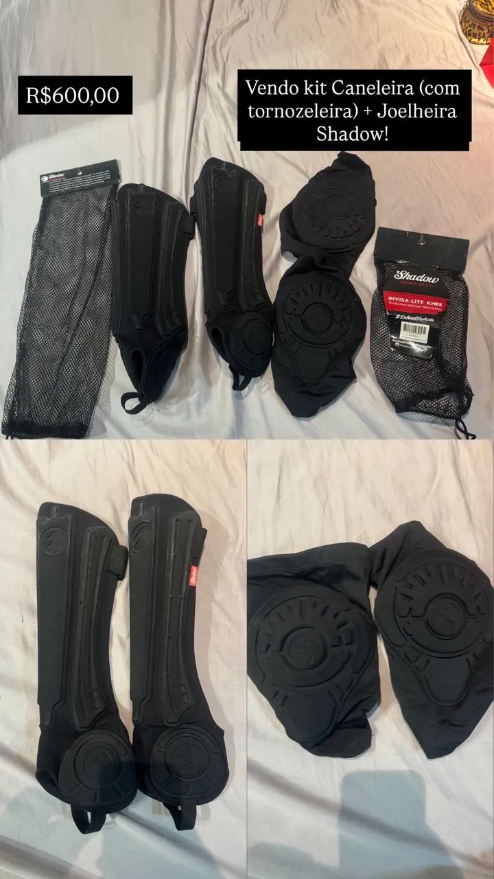 Kit caneleira (com tornozeleira) + Joelheira Shadow BMX