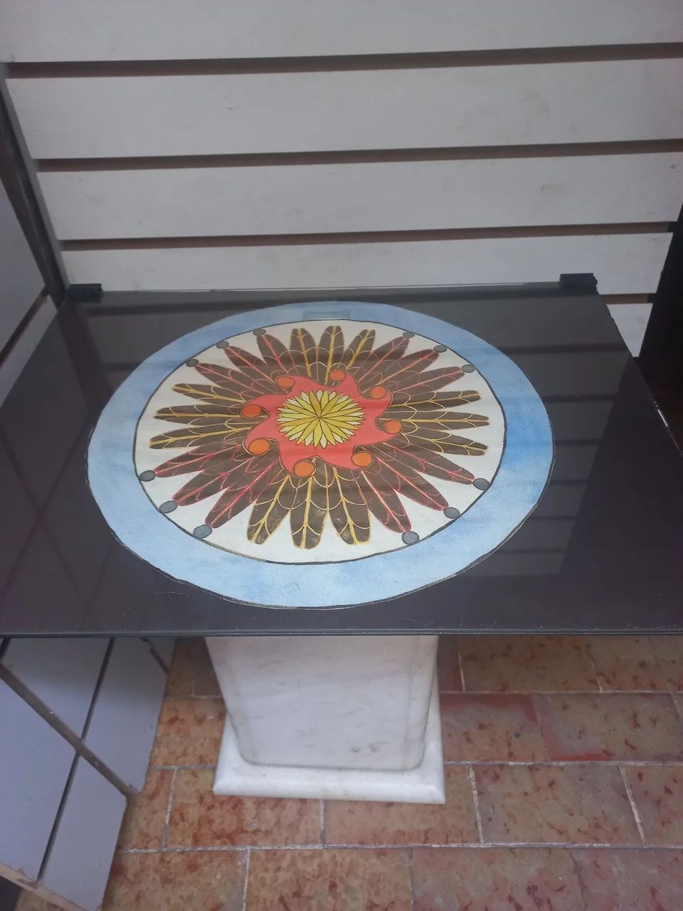 Mesa de centro pé de mármore tampo vidro  - Foto 3