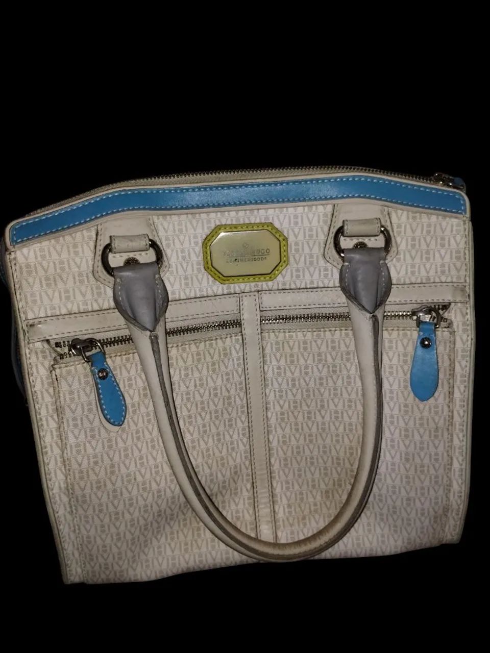 Bolsa Victor Hugo - off e azul - 