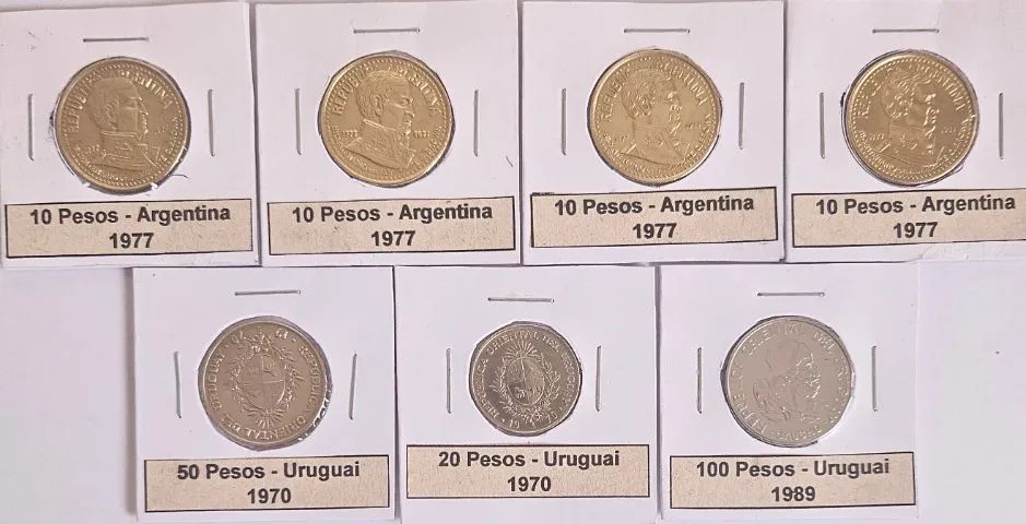 Kit Moedas Argentina - Uruguai - 1970 - 1977 - 1989.