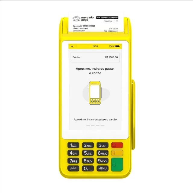 Máquina de Cartão Point Pro 3 Mercado Pago com Wi-Fi, Chip e Impressora Integrada