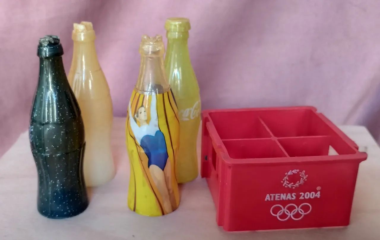 Mini garrafinhas com engradado da Coca Cola Olimpíadas 2004  - Foto 2