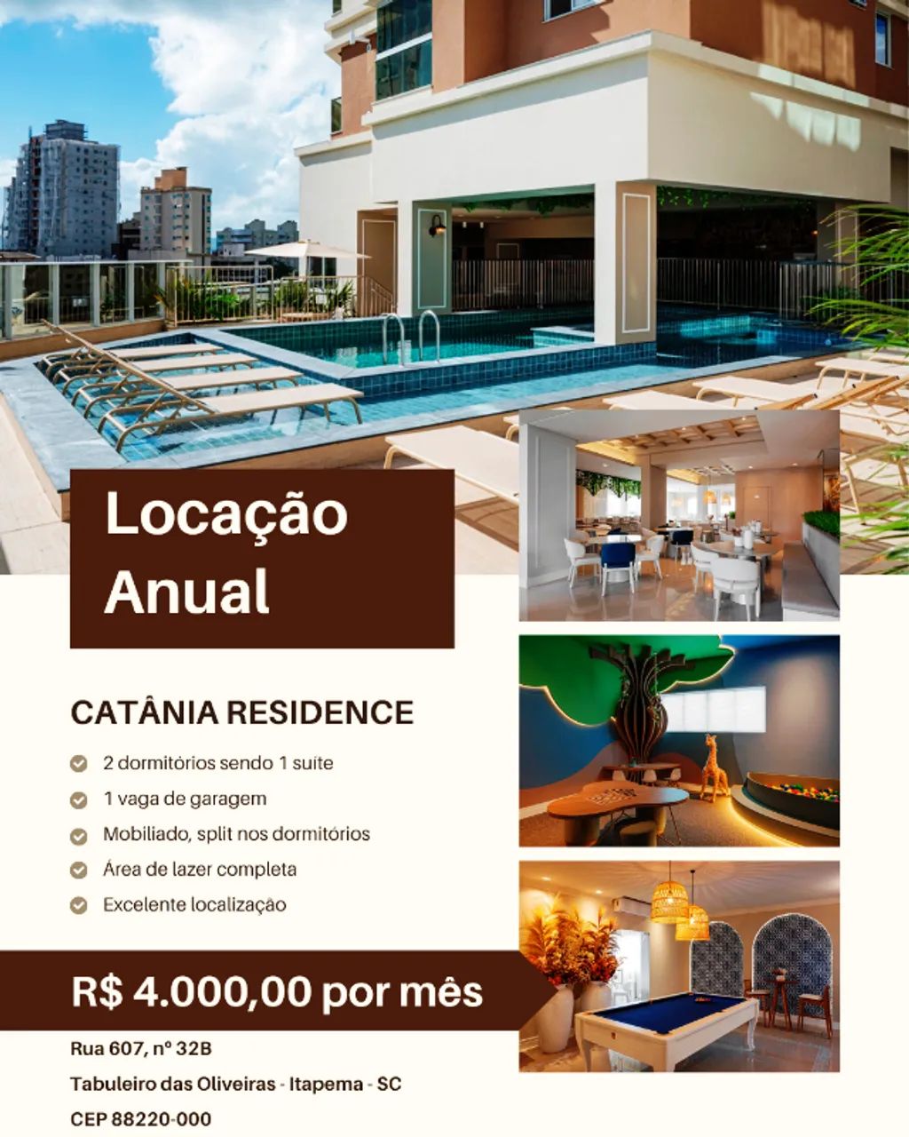 Locação Anual de Apartamento Mobiliado com 2 Dormitórios sendo 1 Suíte - Catânia Residence