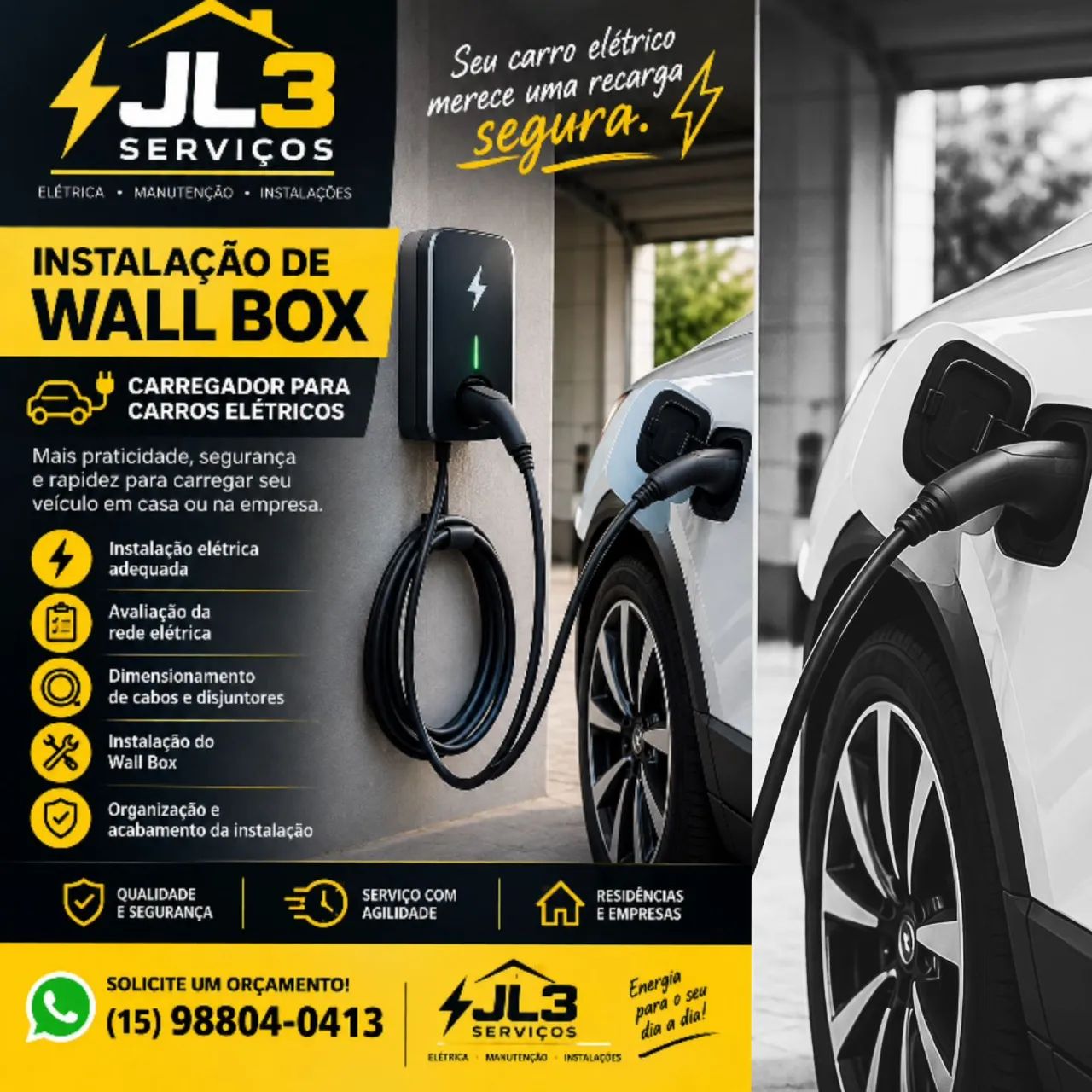 Instalação de carregador carro elétrico 