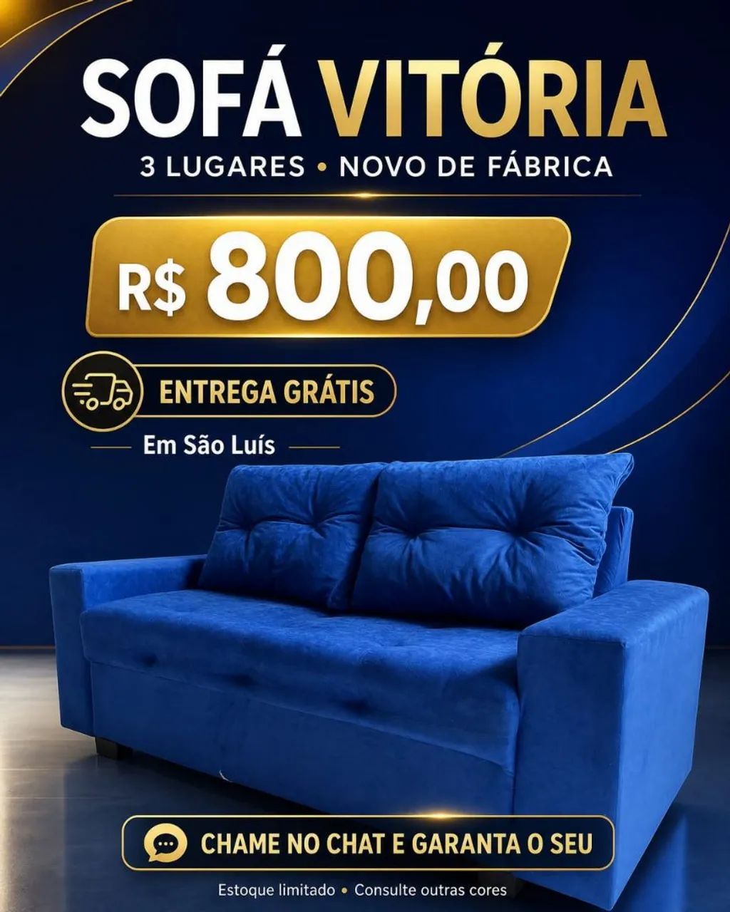 :? Sofá Vitória 3 Lugares - Direto da Fábrica para sua Sala!