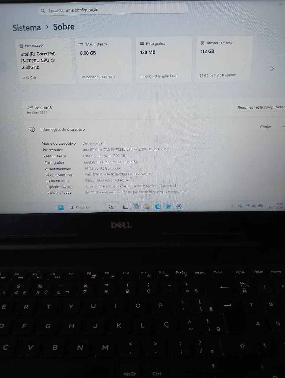 Notebook Dell Core i3, 8gb Ram, 128gb SSD, Win11  - Foto 5
