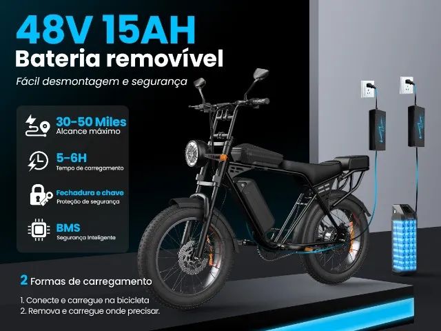 X5 bicicleta Moto elétrica, motor 750W - Foto 4