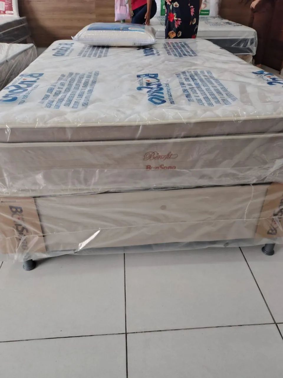 Conjunto box casal bon sono benefit Golden com pilow top 
