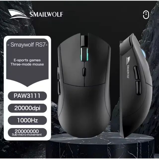 Mouse RS7 Sensor PAW3311 (SEM FIO) (2.4G/BT/Cabo) SMAILWOLF - Foto 5