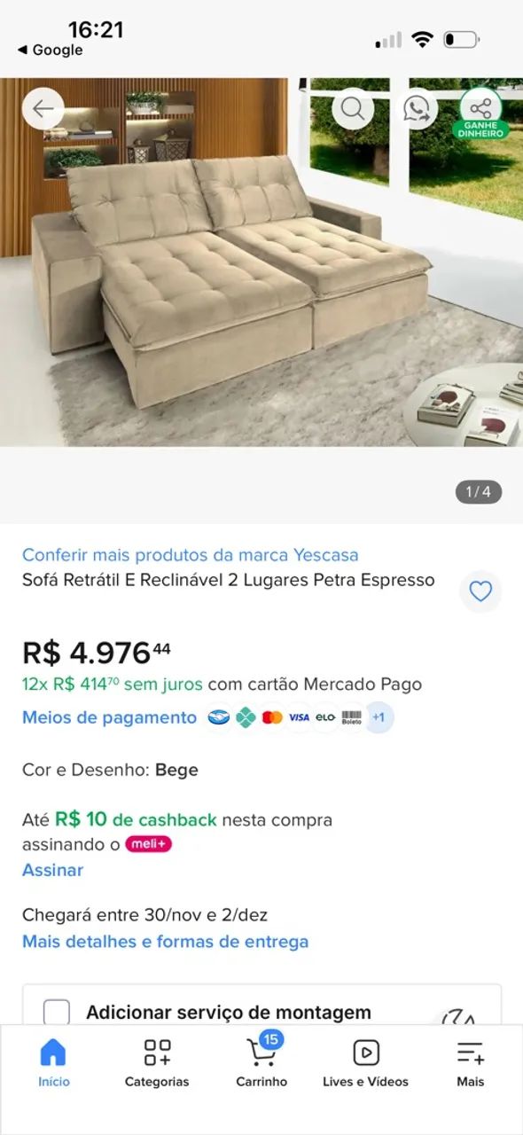 Sofá retrátil 3 lugares  - Foto 3