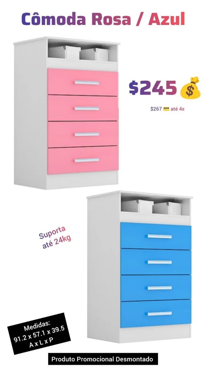 Cômoda azul rosa Super PrOmO 