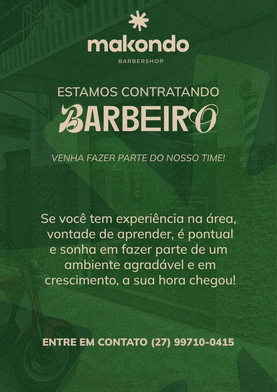 VAGA BARBEIRO BARBEIRA