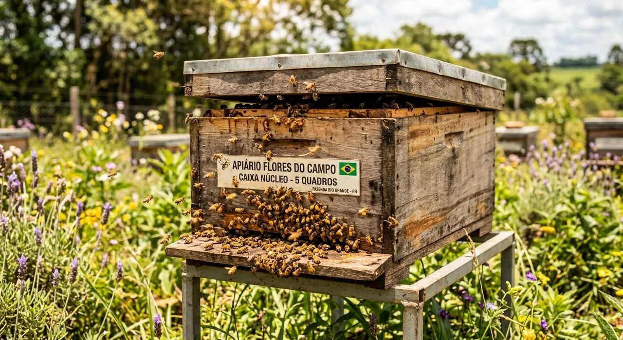 Caixa nucleo de pinus com 5 quadros