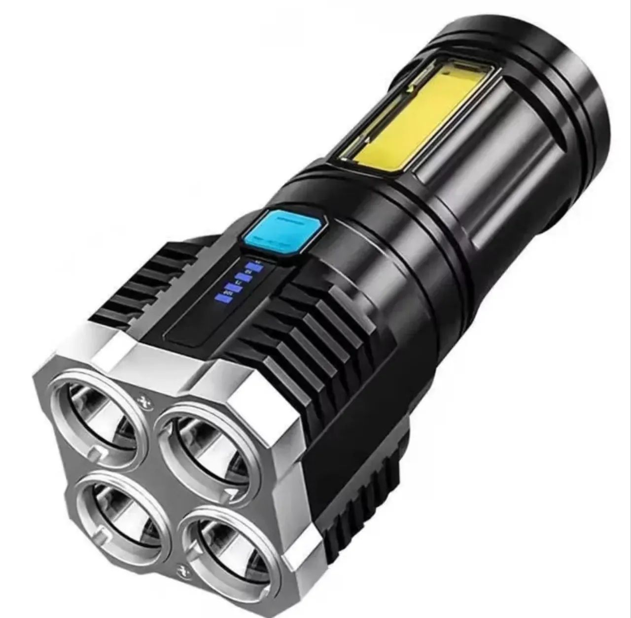 Lanterna LED Forte Super Potente 4 Luminárias Recarregável USB Portátil Ultra Brilhante