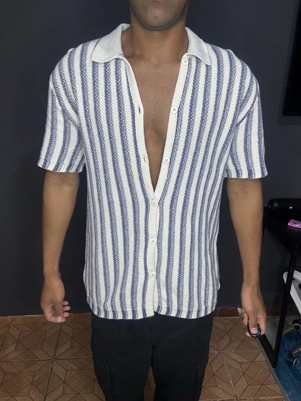 Camisa Tricô Azul
