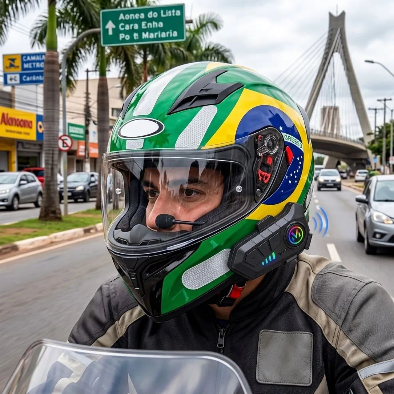 Fone de ouvido Bluetooth para Capacete V10 - Foto 4