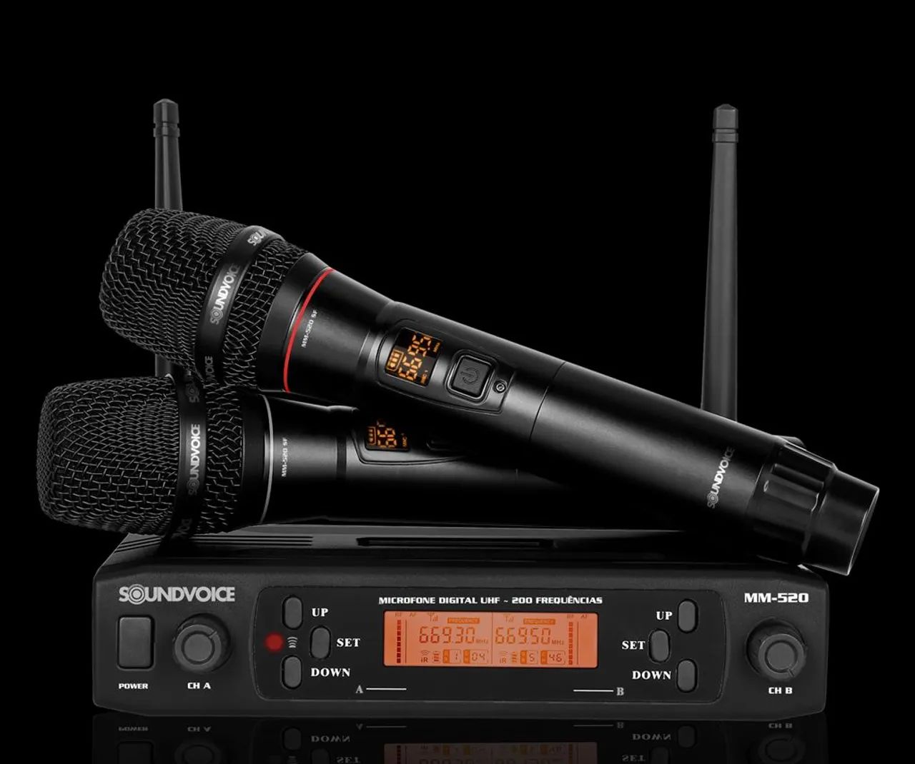 Microfone Duplo Sem Fio Profissional Soundvoice MM-520SF - Foto 2