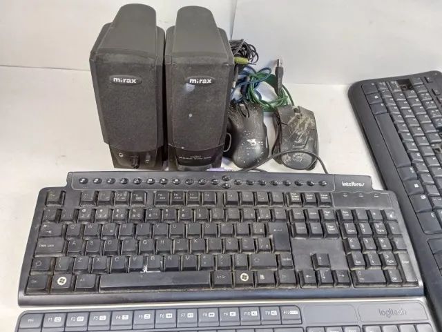 Lote Periféricos para PC (Caixas Mirax + Teclados Intelbras, Microsoft, Logitech + Mouses) - Foto 4