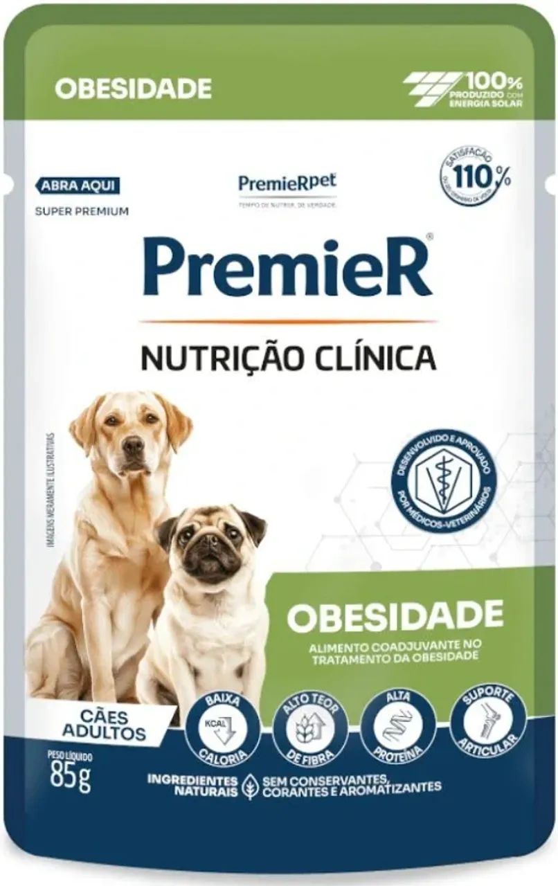 Kit 20 Sachês Premier Nutrição Clínica Obesidade Cães Adultos 85g - Foto 2