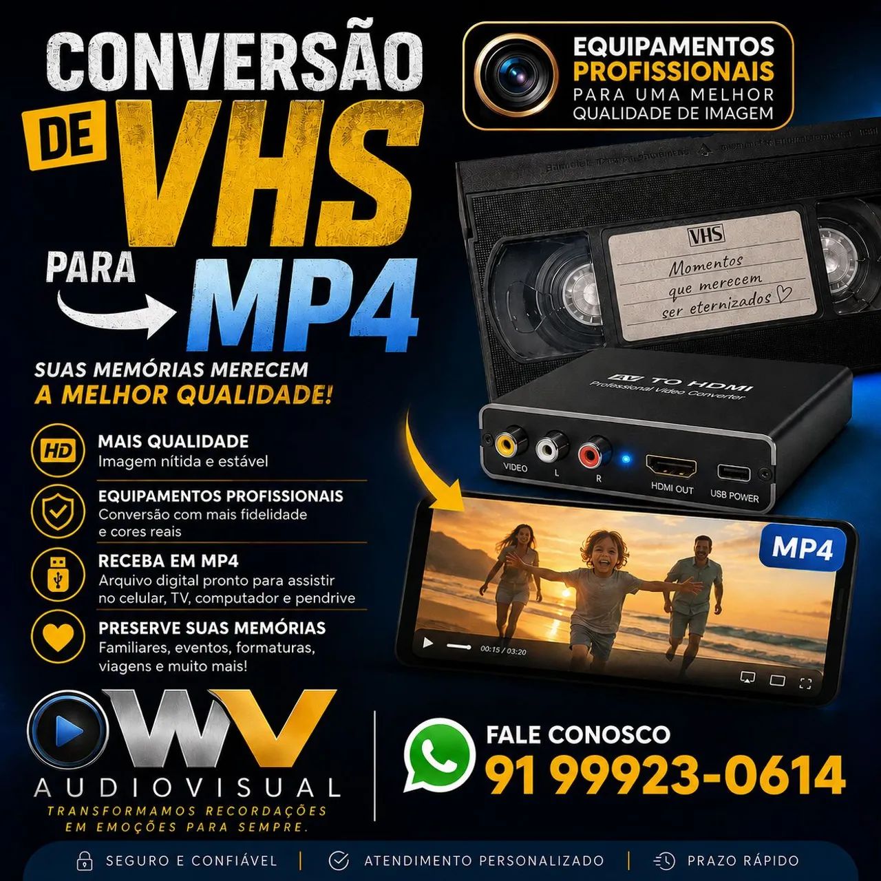 VHS, VHS-C, Mini dv e DVD para MP4 