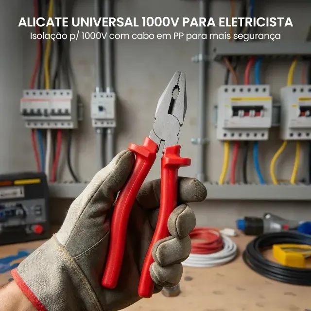 Alicate Universal 1000v Cabo Pp Aço Carbono 8 Polegadas - Foto 3