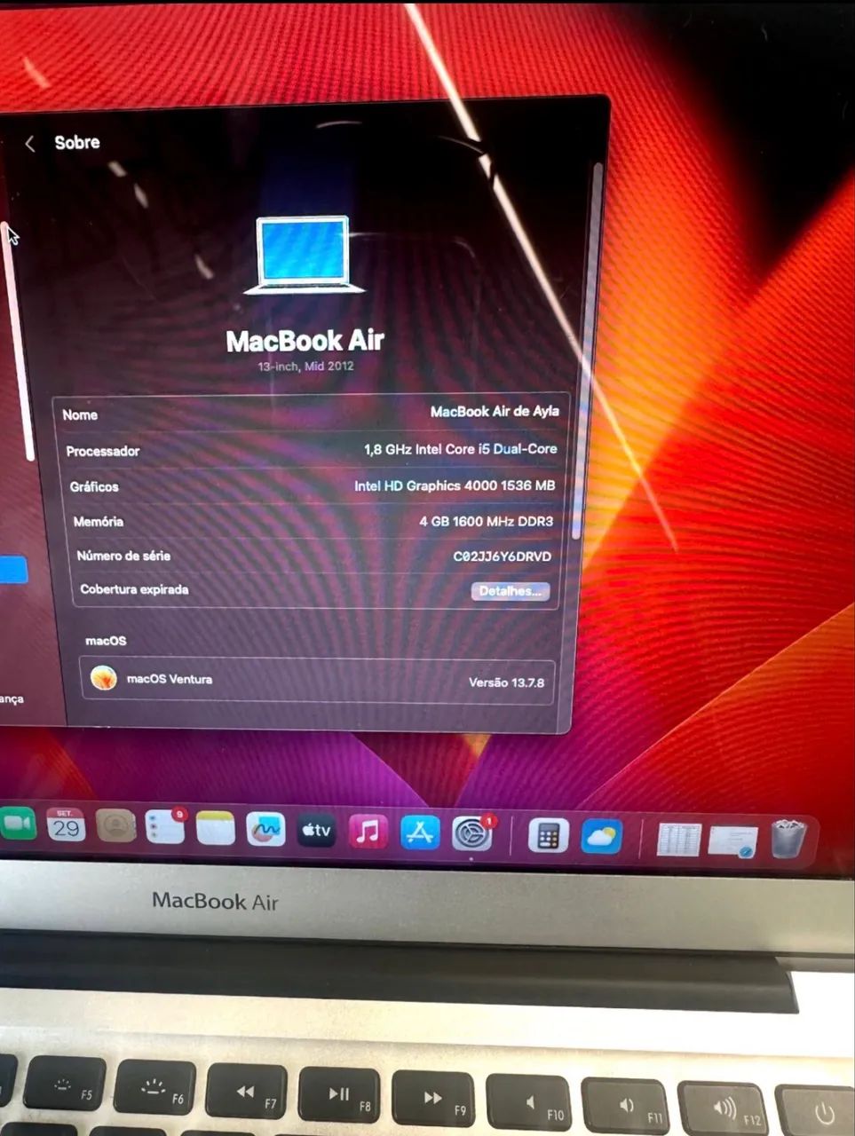 MacBook Air Intel Dual Core i5 - macOS Ventura 
