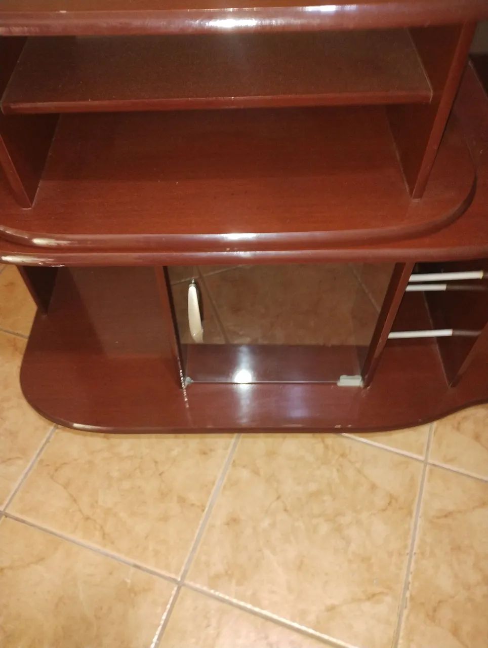 Estante Rack de Sala Mogno Brilhante  - Foto 2