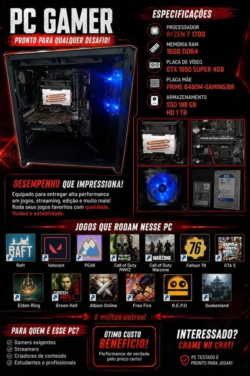 vendo pc gamer ryzen  7  