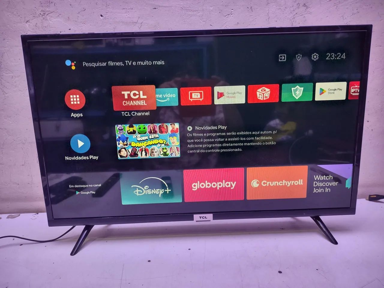 Tv Smart Android 32 Pol sistema Google comando de voz com filmes e canais grátis 