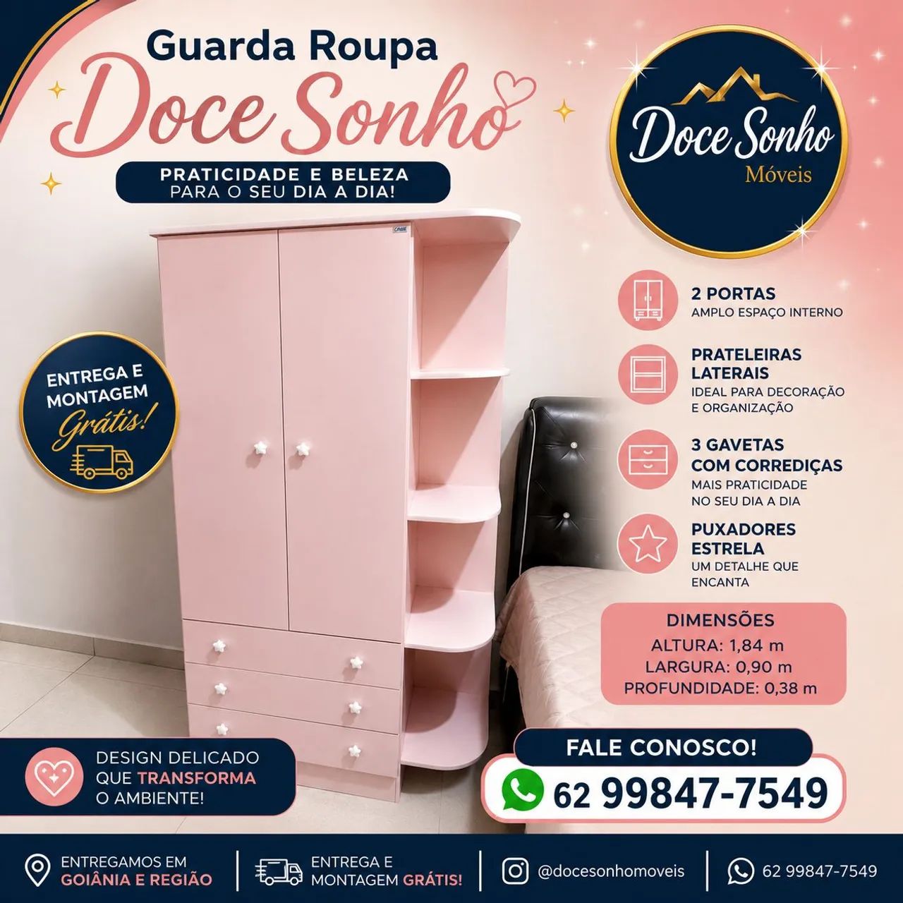 Guarda roupa infantil Doce sonho 