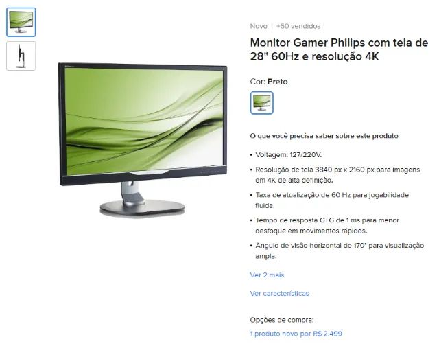 Monitor Philips 4K 28 polegadas - Foto 2