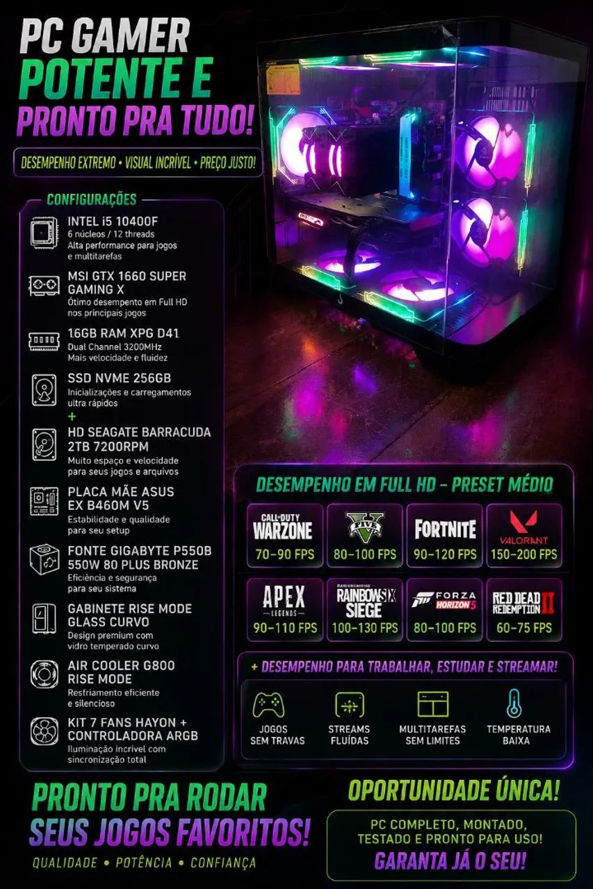 ? PC GAMER COMPLETO - PRONTO PARA JOGAR! ?