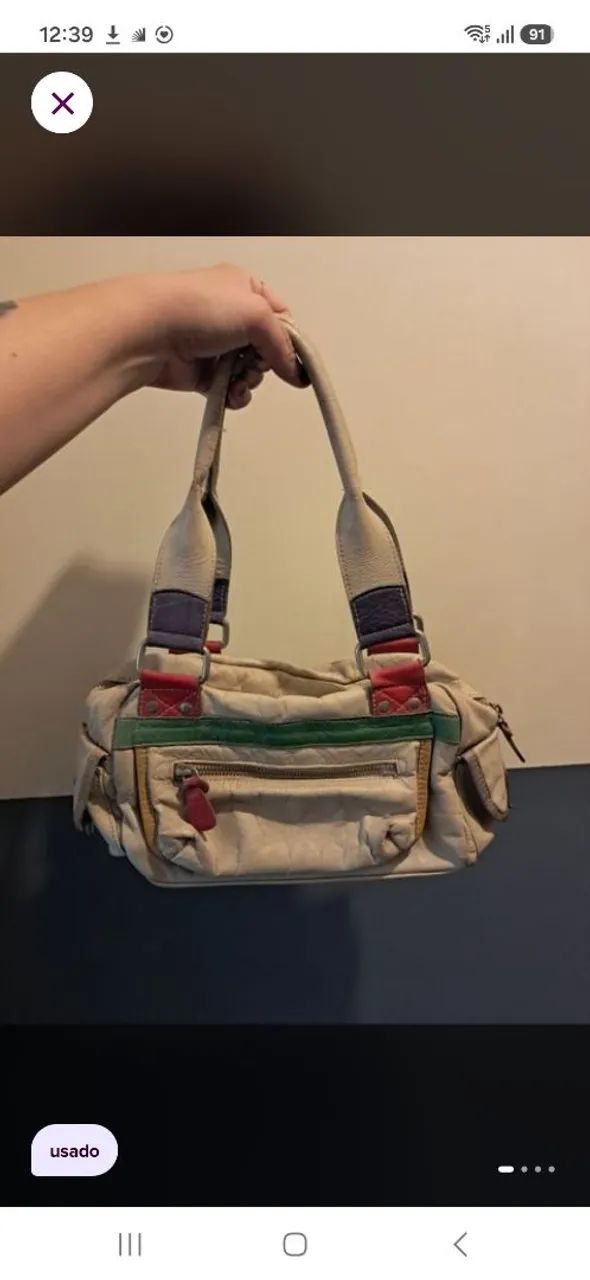 Bolsa de couro legítimo colorida