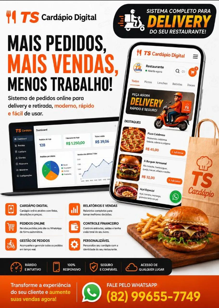 Cardápio que faz pedido Delivery 