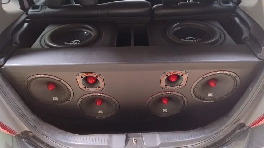 Caixa De Som Barato - Subwoofer Médio E Twiter Tiger 2380wrms
