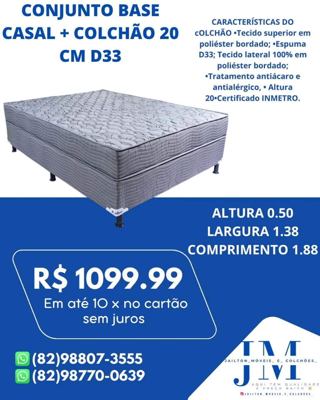 PROMOÇÃO CONJUNTO CASAL BASE + COLCHÃO 