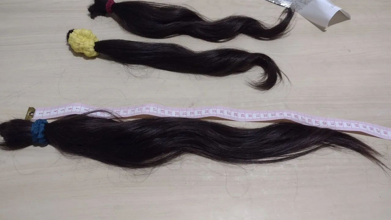 Três mechas de cabelo humano virgem 