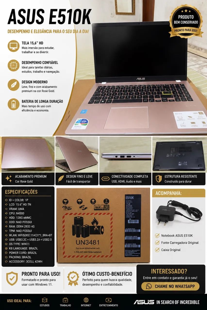 Notebook ASUS Intel Core i5 | SSD | 8GB RAM | Excelente Estado