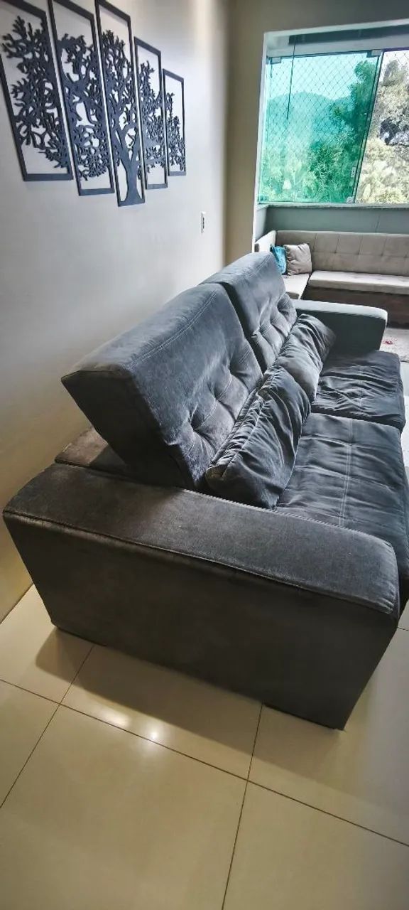 Sofá Retrátil e Reclinável - 2,30m (Cinza) - Foto 2