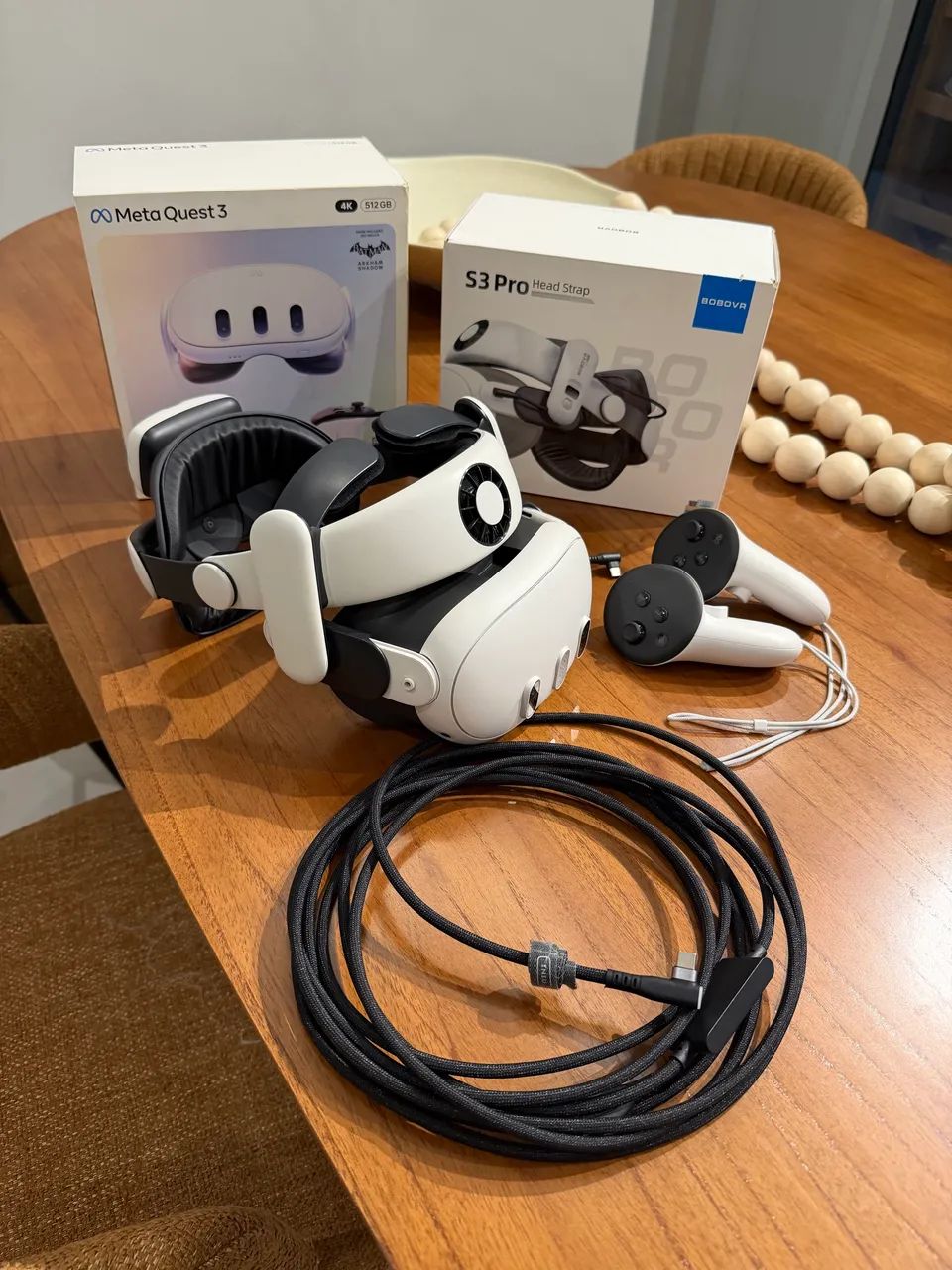 META QUEST 3 512GB + BOBOVR S3 PRO + CABO LINK INIU 5M - Peças e