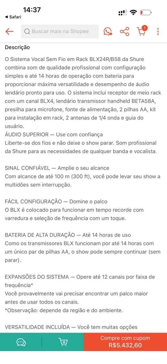 Microfone Shure beta  - Foto 2