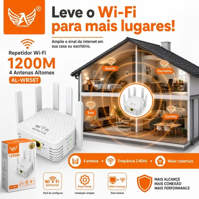 Repetidor Wi-Fi 1200M 4 Antenas Amplificador de Sinal Altomex AL-WR58T - Foto 2