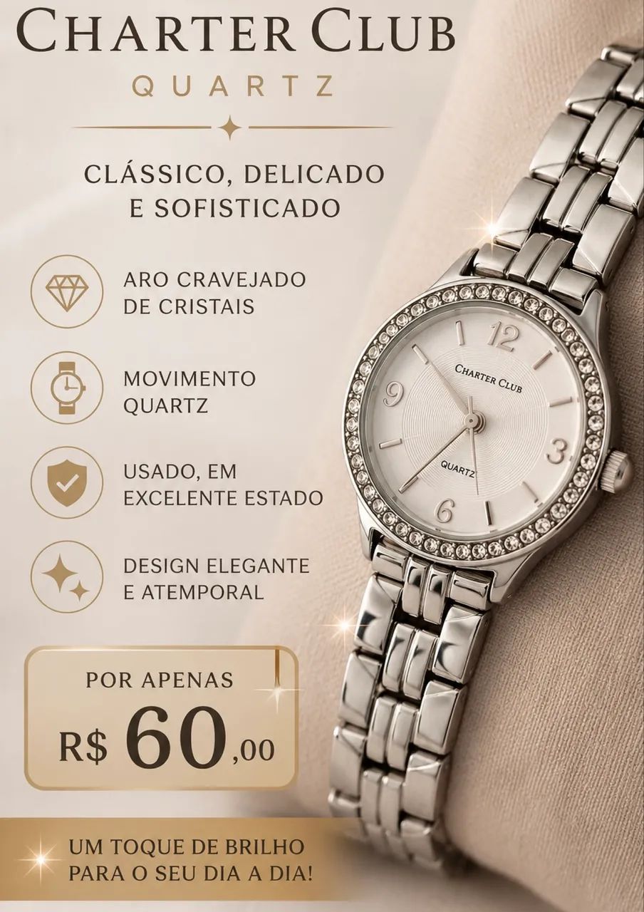 Relógio Charter Club Quartz. IMPERDÍVEL! - Foto 2