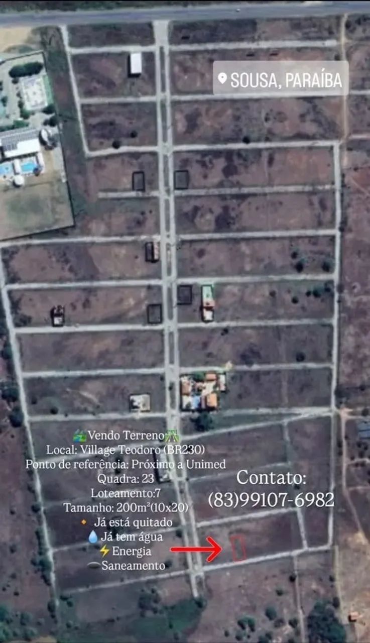 Vendo Terreno Village Teodoro(10x20=200m2)