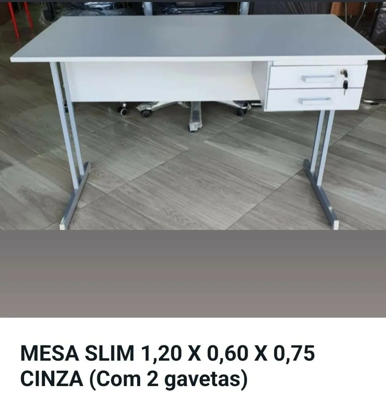 Mesa com gavetas slim 1,20x0,60 novas pronta entrega 