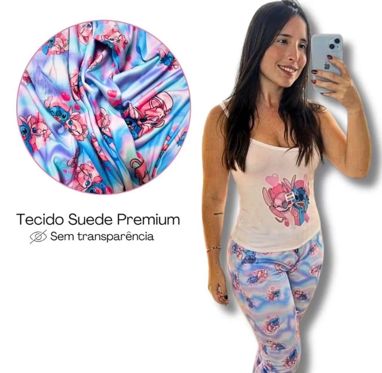 Pijama de manga calça suede premium estampado   - Foto 3