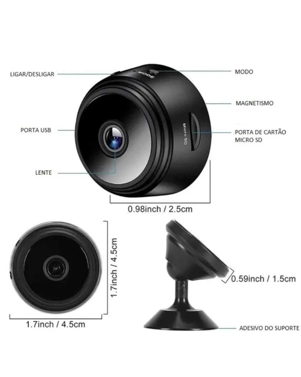 ? Mini Câmera Espiã WiFi com Visão Noturna e Sensor - Foto 2