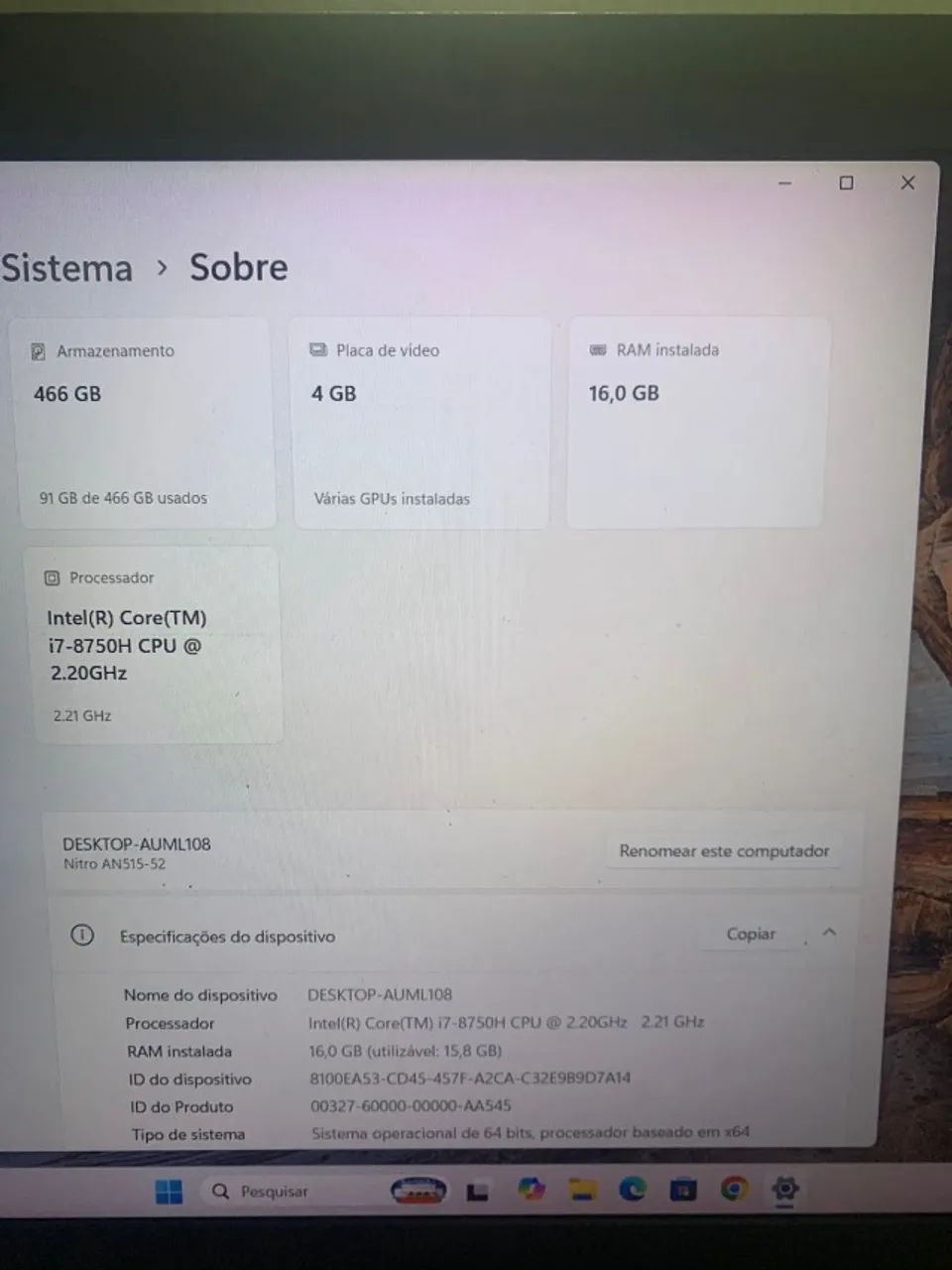 ACER NITRO an515-52 Core i7 8ª geração, com Pl Vídeo - Foto 4