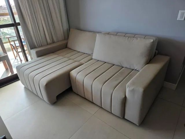 Sofá retrátil cinza claro Tok Stok