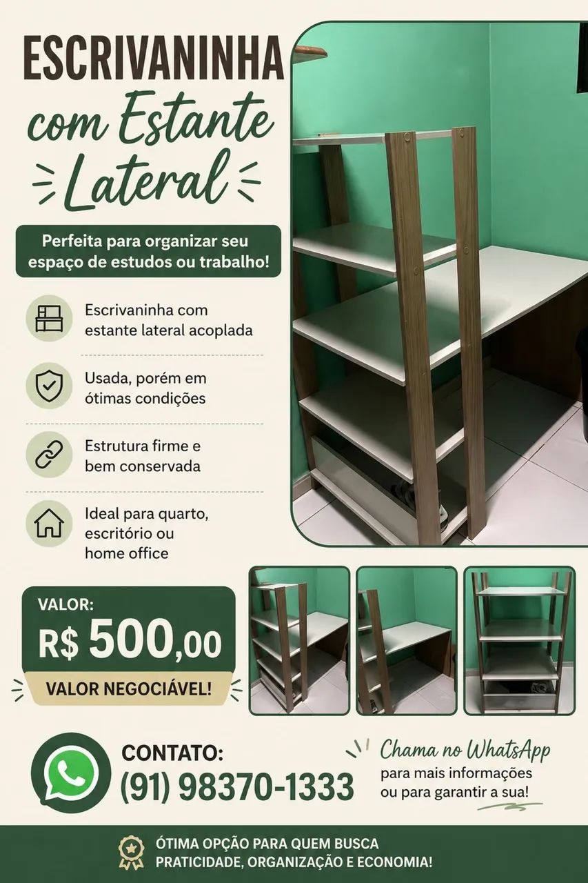 Escrivaninha com Estante Lateral